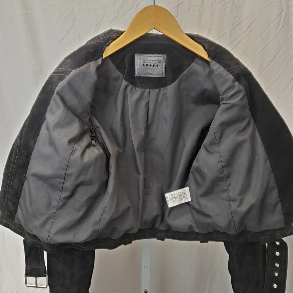 Blank NYC Black Suede Leather Moto Jacket Silver Zippers And Hardware - Picture 7 of 12